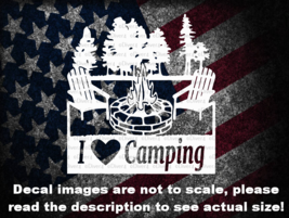 I Heart Camping Chairs Around Camp Fire Custom Decal USA Made &amp; Shipped - £5.35 GBP+