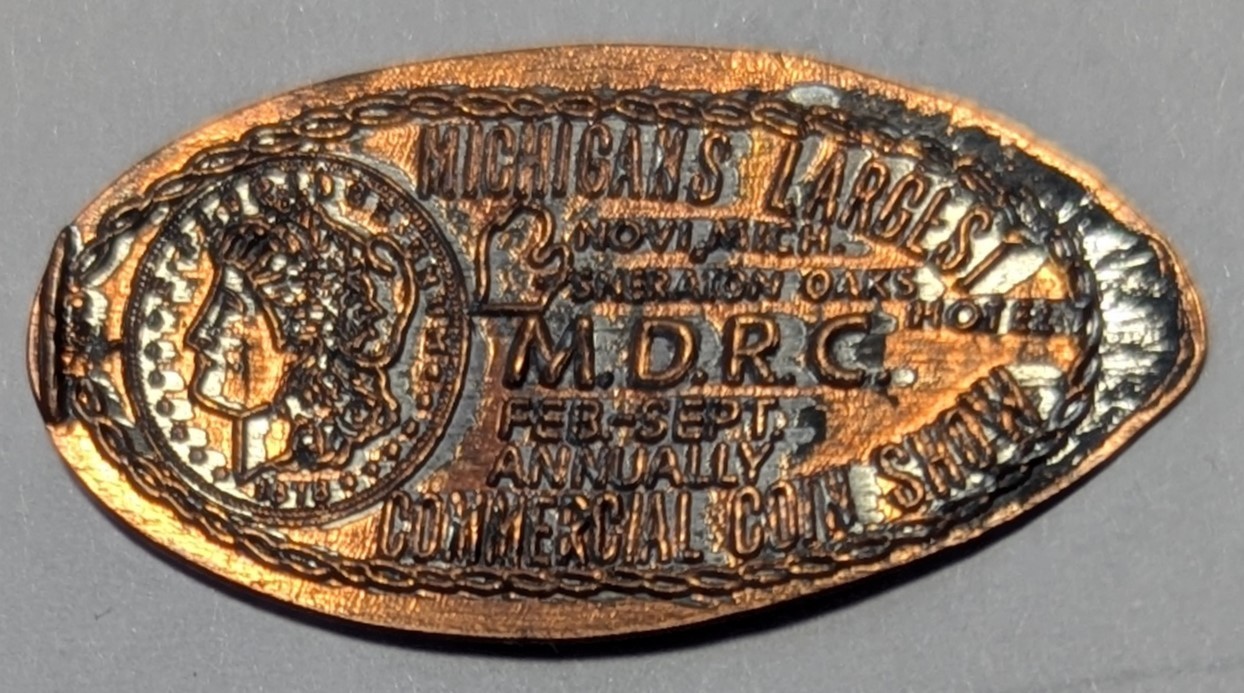 Michigan&#39;s Largest Commercial Coin Show Feb-Sept Annually Elongated Penny - $1.95