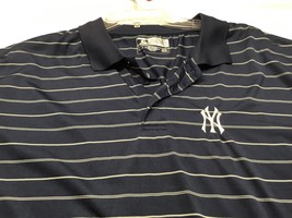 New York Yankees Polo Shirt Mens X-Large MLB Genuine Merchandise Blue Striped - £11.04 GBP