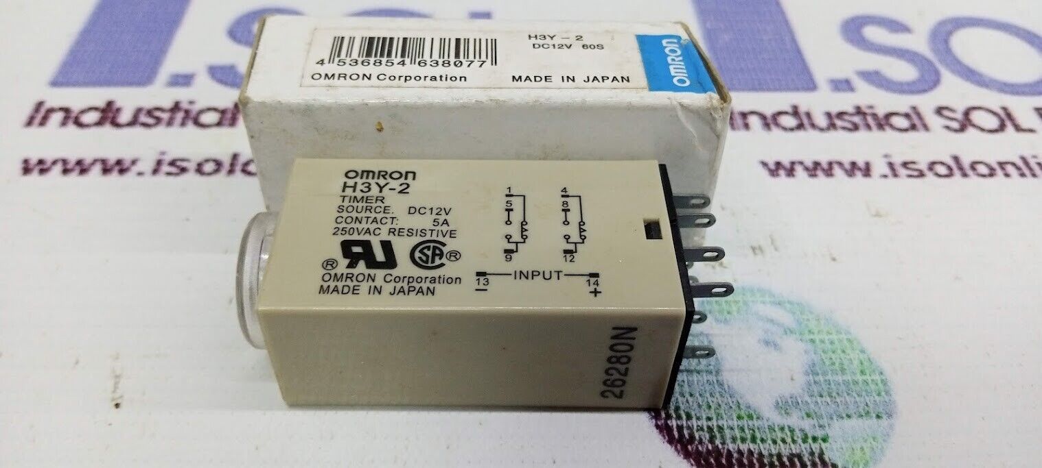 Omron H3Y-2 Delay Relay 12VDC Timer 60s 26280N - $19.57