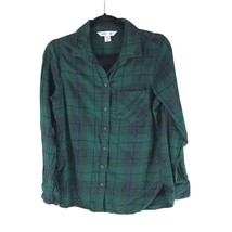 Old Navy Womens The Classic Shirt Plaid Button Down Cotton Flannel Green S - $12.59