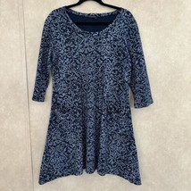 Fresh Produce DALIA Dress Womens Size Medium Blue 3/4 Sleeve Pockets Made in USA - £22.44 GBP