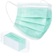 3-Ply Disposable Face Masks - GREEN - 50 Masks - Adult  - $9.99