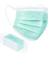 3-Ply Disposable Face Masks - GREEN - 50 Masks - Adult  - £7.97 GBP