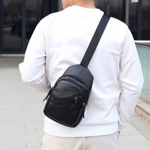 Men Women Shoulder Bag Sling Crossbody Chest PU Leather Travel Outdoor Backpack  - £12.64 GBP