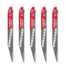 Milwaukee 9&#39;&#39; 6 Tpi The Wrecker With Carbide Teeth Sawzall Blade 5Pk - £38.79 GBP