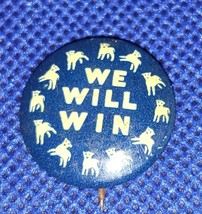 Vintage World War Promotional Pin &quot;We Will Win&quot; Pinback Button Seymour Ind. - £7.69 GBP