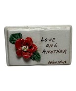 Love One Another  Vintage Ceramic Mini Card Valentine Flower Plaque Vale... - $9.94