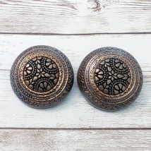 Vintage Clip On Earrings Large and Ornate Patterned Domed Circle - £11.85 GBP