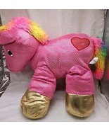 Large Dan Dee Pink Sparkly Unicorn With Rainbow Fur 20&quot; - $23.75