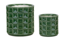 4.25&quot;D x 4.75&quot;H, 6.25&quot;D x 6.75&quot;H Terra Cotta Green Pot (Set of 2) - £39.60 GBP