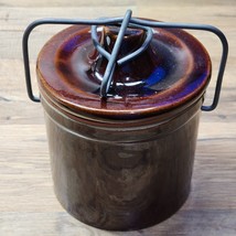 Vintage Stoneware Farmhouse Cheese Crock Glazed Pottery With Clamp Lid &amp; Seal - £17.56 GBP