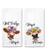 Heifer Please and Not Today, Heifer Floral Microfiber Waffle Kitchen Tow... - £29.30 GBP
