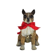 Vintage Boxer Pit Bull Dog Christmas Ornament Red Bow - £11.71 GBP