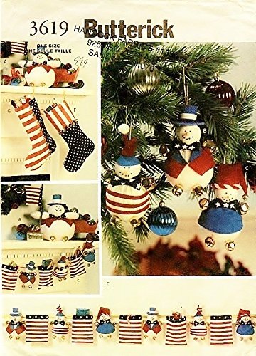 OOP Butterick Sewing Pattern 3619. Americana Christmas: Mantel Garland & Decor,  - $10.88
