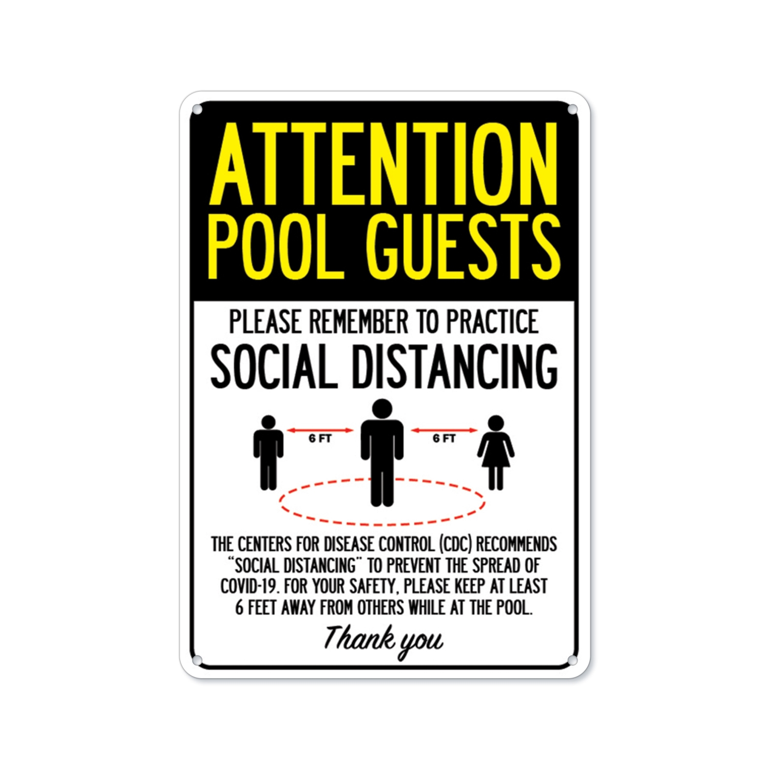 SignMission Covid-19 Notice Sign - Attention Pool Guests Practice Social... - $26.80