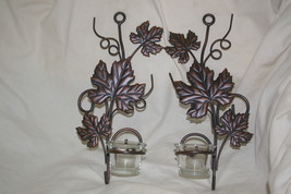 Home Interiors & Gifts Antique Bronze Grape Leaf Sconce Pair Homco -b - $21.00