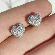 Elegant Heart Earrings Women Silver Plated Jewelry Cubic Zirconia Lab-Cr... - $242.14 MXN
