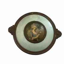 PNCW  USA Antique Gilt Metal Baby Blue Celluloid Portrait Trinket Box - £104.88 GBP