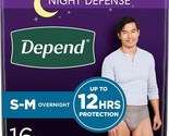 Depend Night Defense Men&#39;s Overnight Incontinence Underwear S-M 16 Count - £14.63 GBP