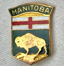 Manitoba Bison Flag Crest Pin Vintage Buffalo - $12.95