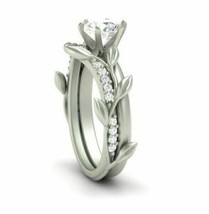 Leafy Bridal Wedding Ring Set 1.75Ct Simulated Diamond White Gold Plated Size 7 - £125.74 GBP