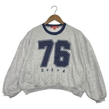 Social Scene Sweatshirt Womens Medium Gray 76 USA Crewneck Cropped Retro... - $20.78