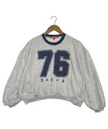 Social Scene Sweatshirt Womens Medium Gray 76 USA Crewneck Cropped Retro... - $382.50 MXN