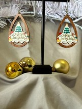Cute Christmas tree drop wood lightweight earrings. great gift idea - £4.70 GBP