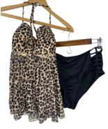 Shade and Shore Swimsuit 2 Pc Tankini Bikini Bottoms Caged Leopard Black... - €31,91 EUR