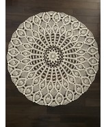 Vintage 100% Cotton Handmade Crochet Lace Round Tablecloth 43&quot; in Natura... - $134.57 CAD