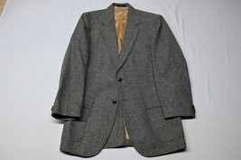 Vtg Bespoke 38R Gray Fleck Check Tweed Wool Blazer Jacket Sport Coat - £55.07 GBP