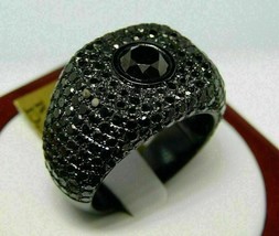 3.00Ct Round Cut Simulated Black Diamond 14k  Black Gold Over Wedding Band Ring - £119.06 GBP