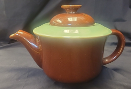 Red Wing Provincial Oomph 1940&#39;s Teapot Jadeite Green &amp; Brown Glossy Finish - $19.15