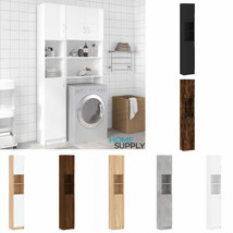 Modern Wooden Tall Narrow Bathroom Storage Cabinet Unit 2 Doors 5 Shelves Wood - £61.96 GBP+
