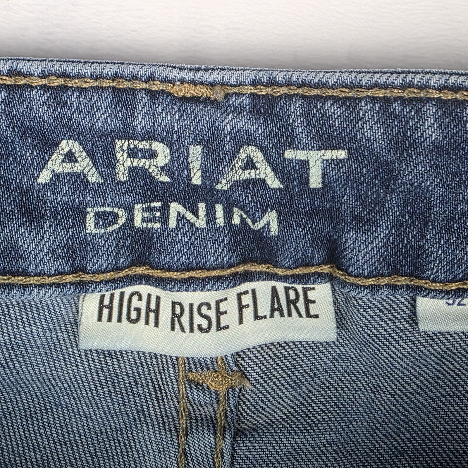 Ariat Jeans Womens Size 32S High Rise Flare Italian Denim Raw Hem Blue Pants Item image 4