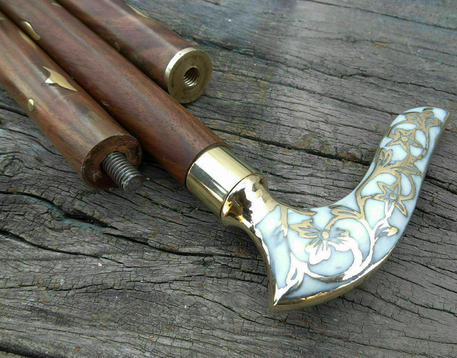 Primary image for Solid Brass Victorian Head Handle Designer Wooden Walking Cane Stick Handmade