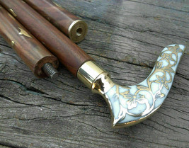 Solid Brass Victorian Head Handle Designer Wooden Walking Cane Stick Han... - £54.42 GBP
