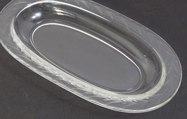 Vintage Fostoria Christmas Holly Etch Crystal 8&quot; Oval Pickle Olive Serving Dish - $23.00