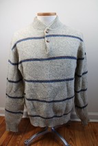 Vtg LL Bean XL Wool Blend Knit Striped Mock Neck Sweater USA Made - £15.92 GBP