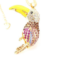 NEW NWOT Parrot Bird Pendant Necklace Gold Gift US Shipping - £6.01 GBP
