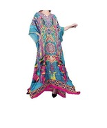 Long Kaftan dress Geometric Maxi Plus Size Women Caftan silk Dress Night... - $46.94 CAD