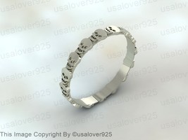 Skull Shape Unique Sterling Silver Unisex Band Jewelry - $64.00