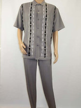 Men Silversilk 2pc Walking Leisure Matching Suit Italian Woven Knits 71032 Gray - £121.78 GBP