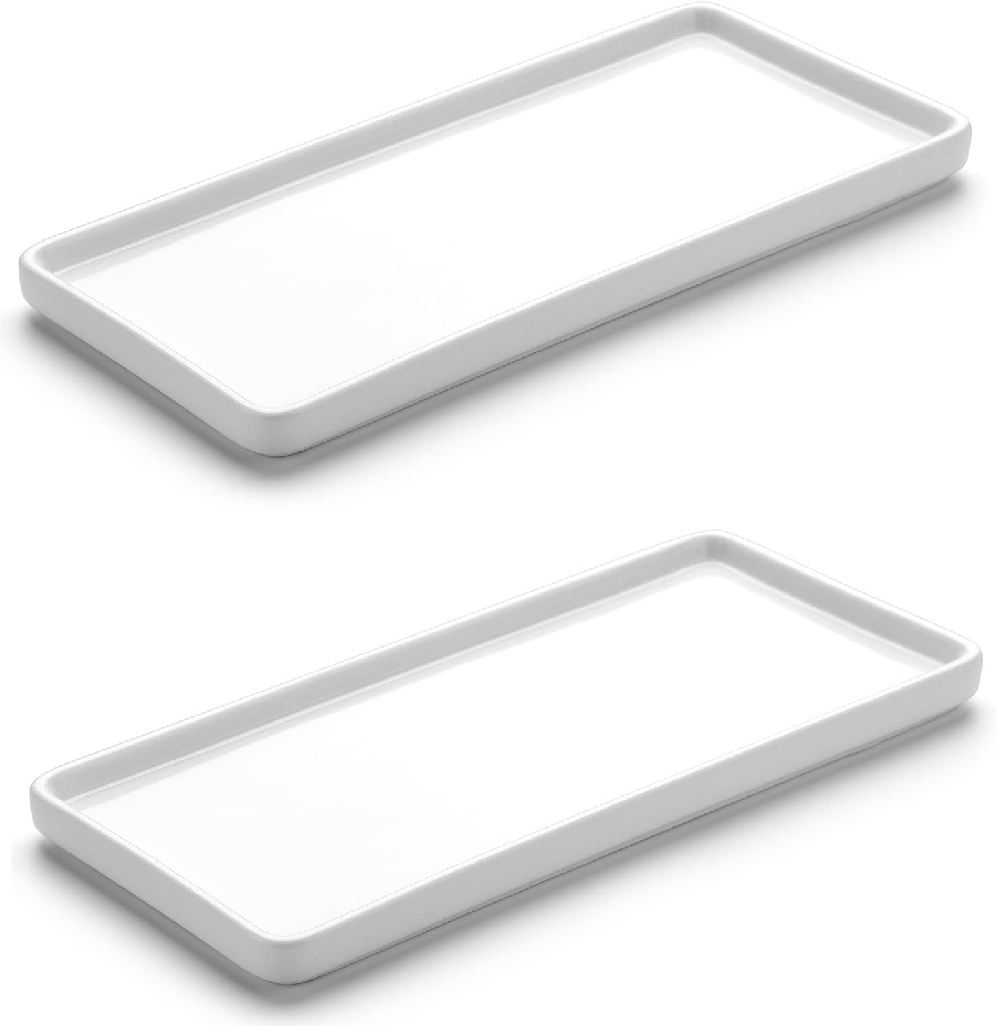 Gurygo 2 Pack 10&quot; Bathroom Tray, Ceramic Vanity Trays For, White, 10&quot;,Set/2 - $32.98