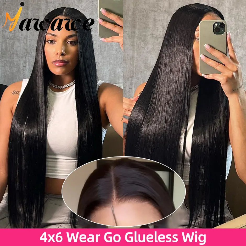 Yawawe hair 6X4 glueless wig human hair ready to wear wigs for women straig - £115.21 GBP+