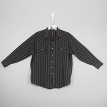 Plains Westernwear Mens Shirt Long Sleeve Pearl Snap Black Stripe Rodeo Cowboy - £13,883.02 GBP
