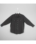 Plains Westernwear Mens Shirt Long Sleeve Pearl Snap Black Stripe Rodeo ... - £14,228.43 GBP