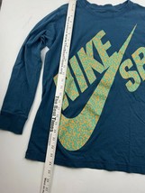 Nike SB Skateboarding Shirt Long Sleeve Blue Graphic Swoosh Youth Size L Large - £10.30 GBP