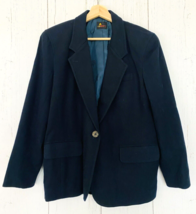 Liz Sport Women&#39;s Vintage 100% Wool Coat Jacket Blazer Preppy Petite 8 Navy - £18.35 GBP